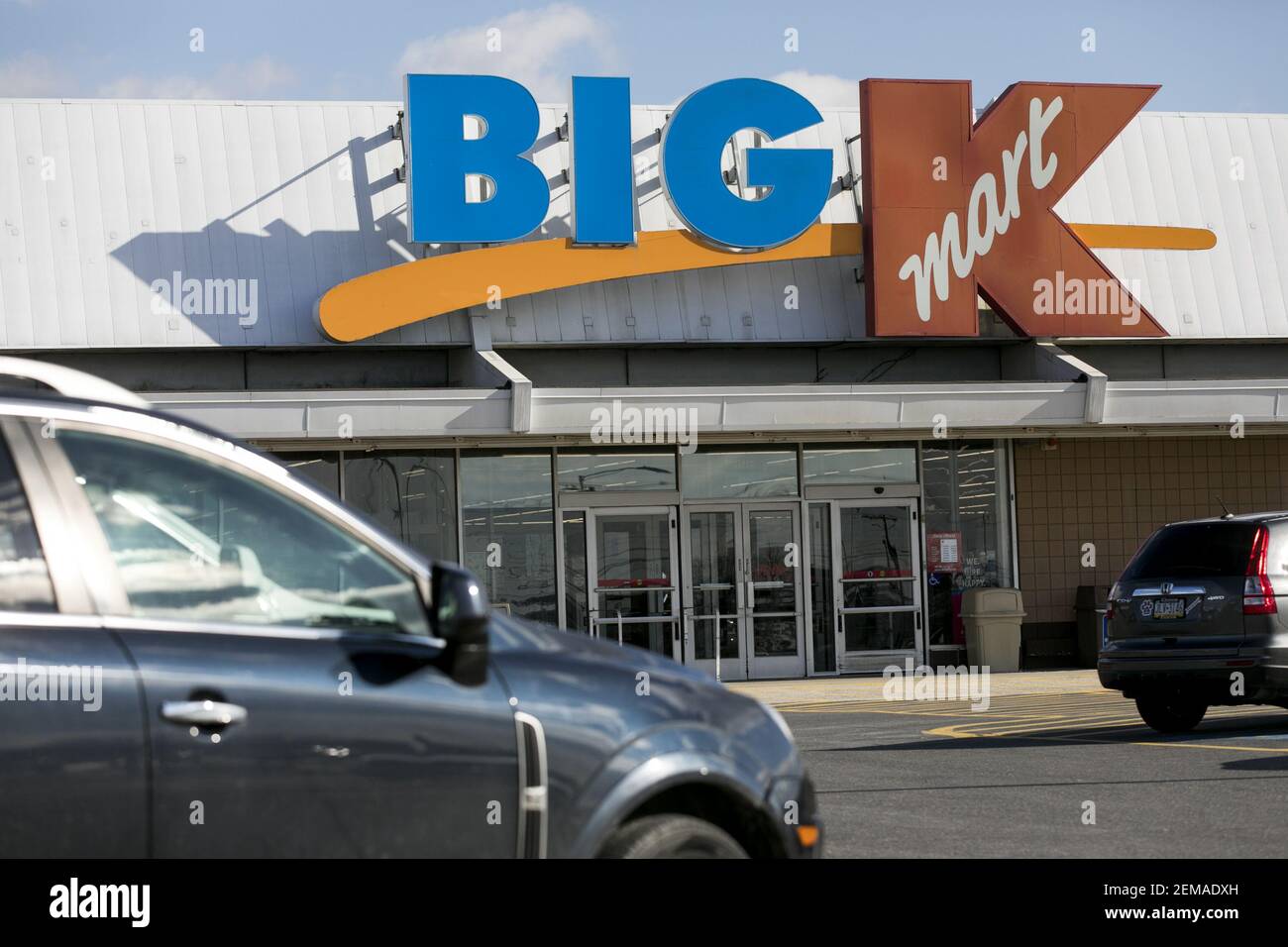 A logo sign outside of a Big Kmart retail store location in