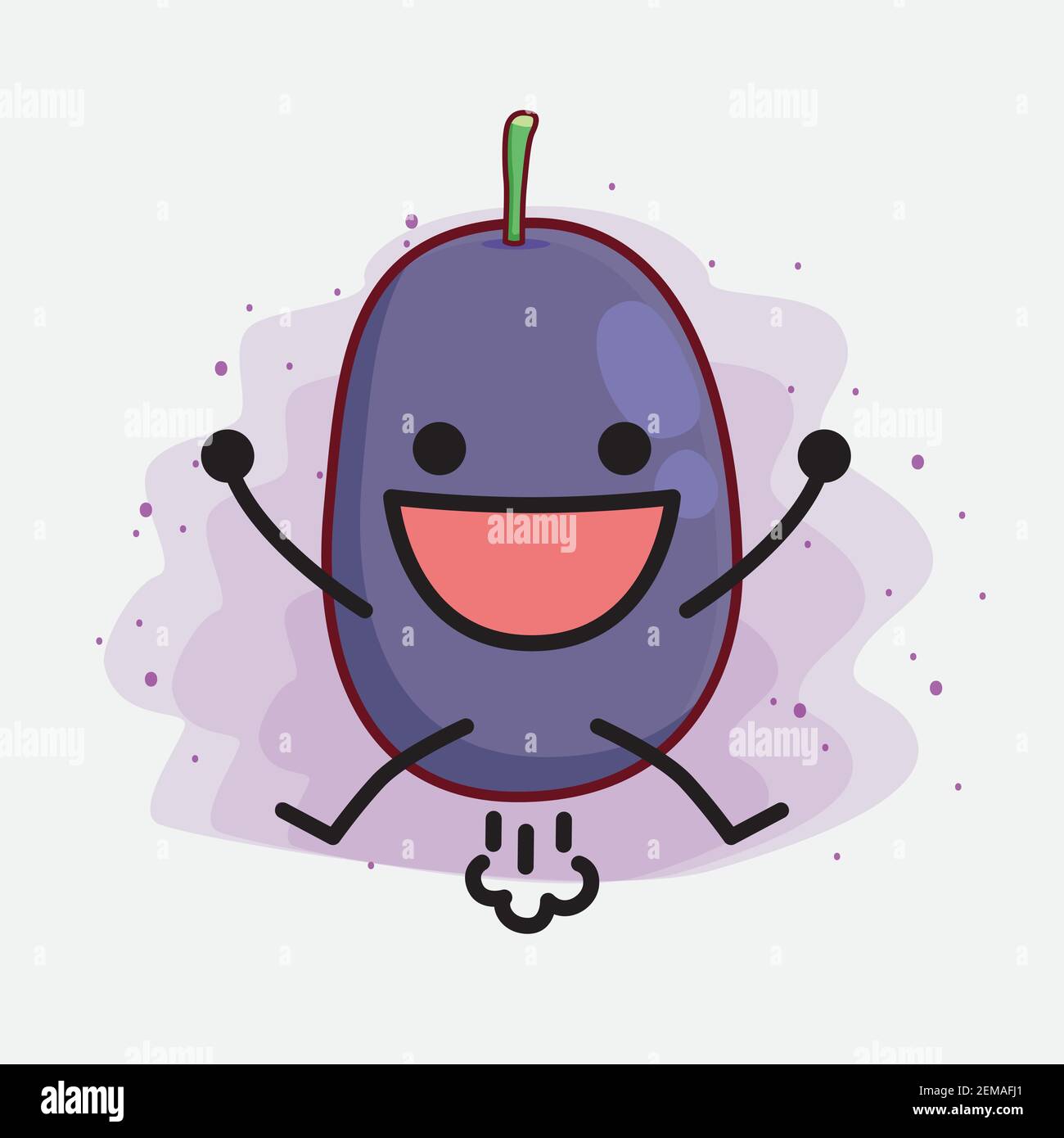 Vector Illustration of Java Plum Fruit Character with cute face, simple ...