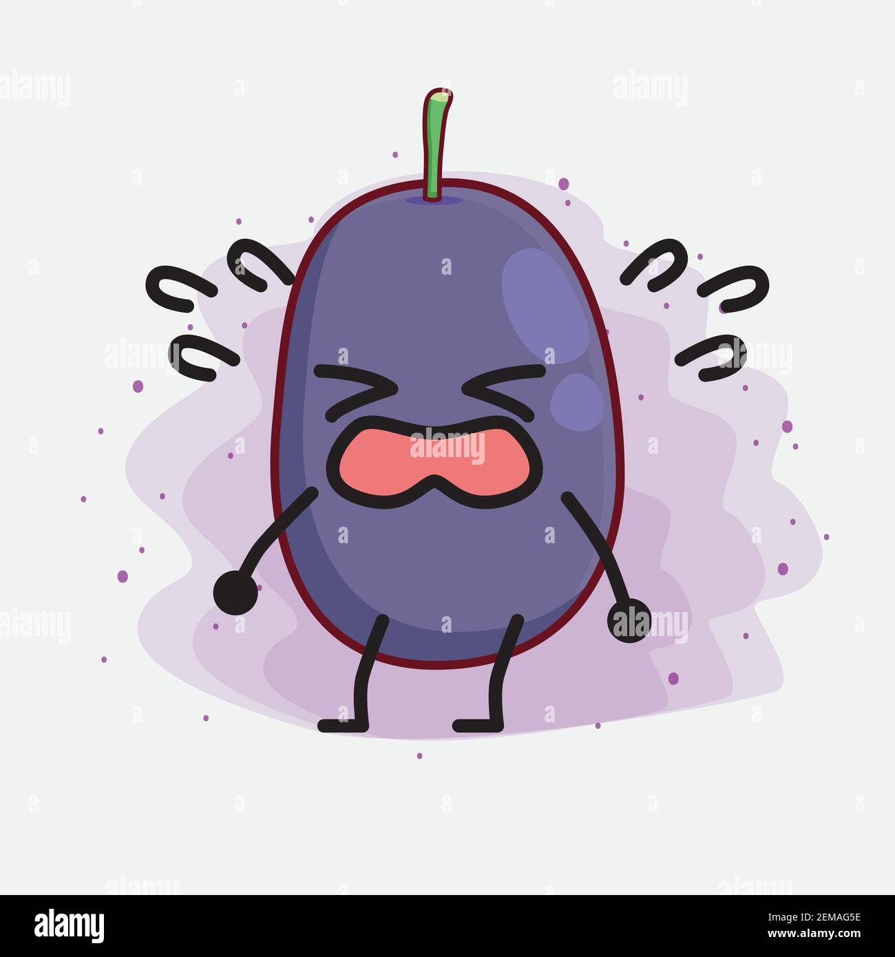Vector Illustration of Java Plum Fruit Character with cute face, simple ...
