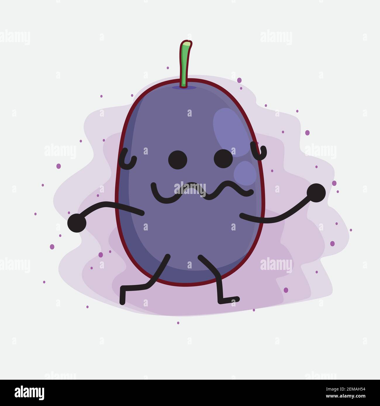 Vector Illustration of Java Plum Fruit Character with cute face, simple ...
