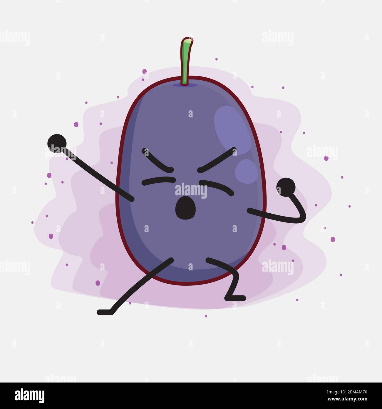Vector Illustration of Java Plum Fruit Character with cute face, simple ...