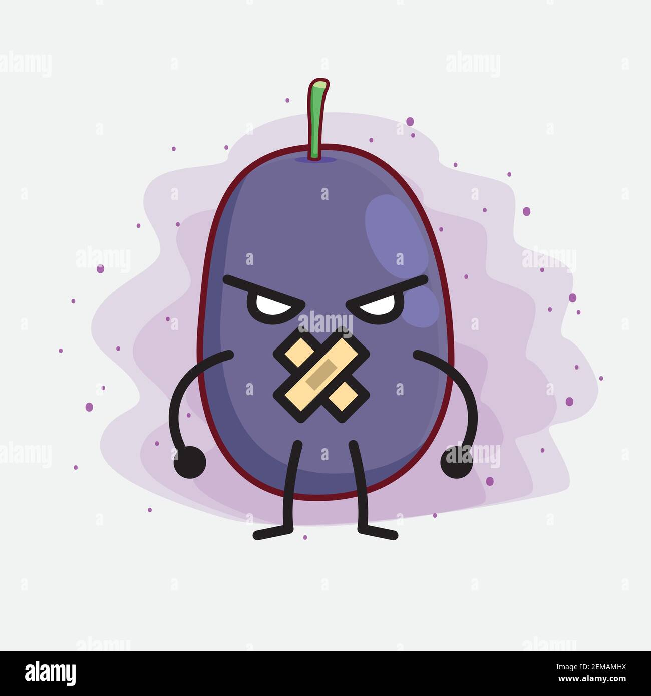 Vector Illustration of Java Plum Fruit Character with cute face, simple ...