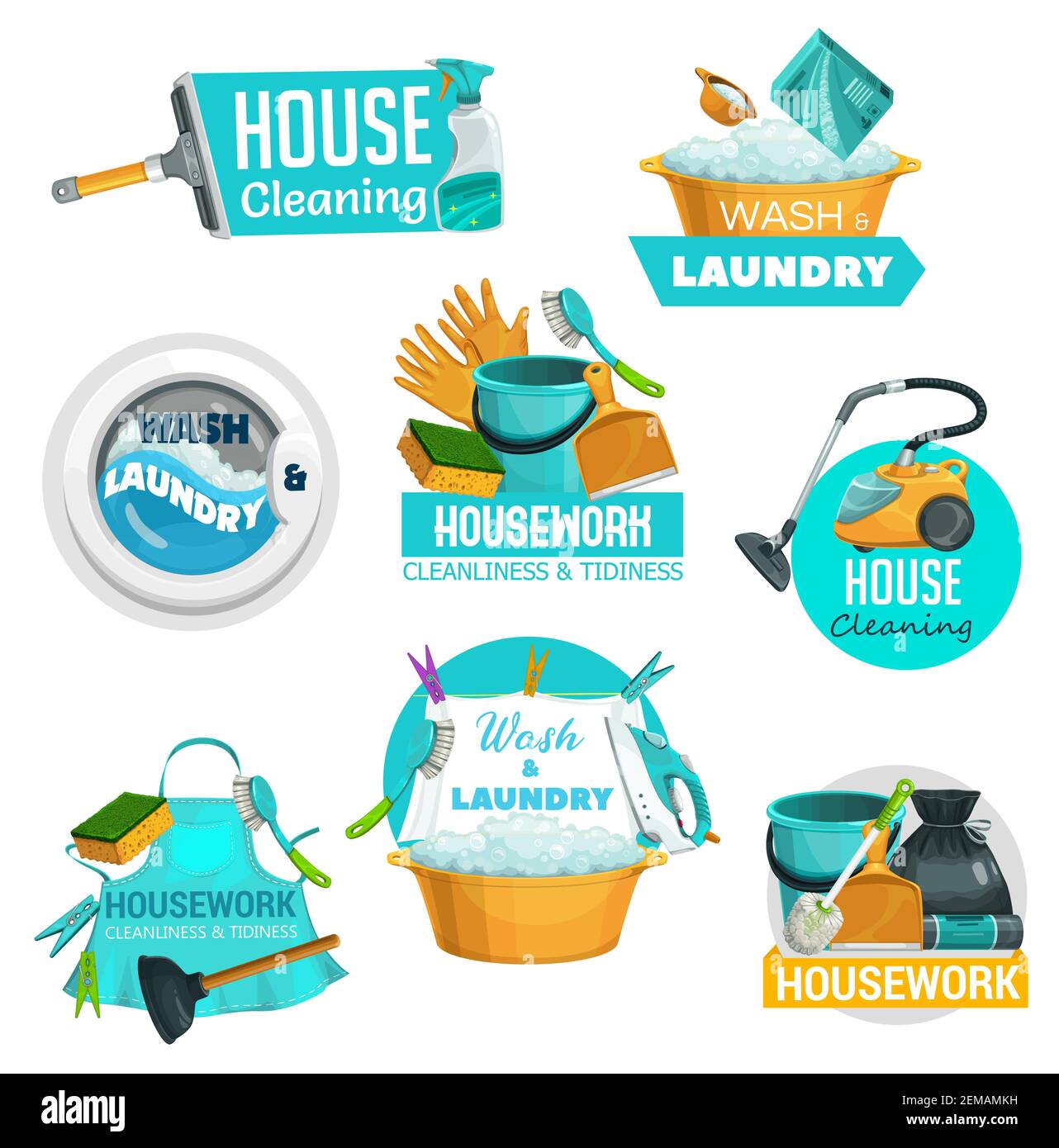 Cleaning Tools Isolated. House Washing Equipment. Stock Vector -  Illustration of housework, housekeeping: 79812794