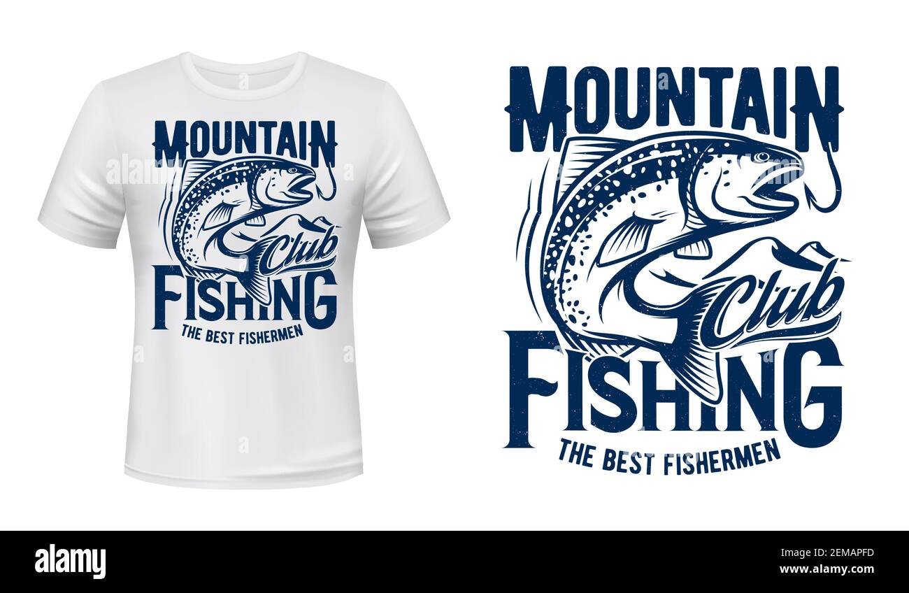 Salmon or trout fish print t-shirt mockup, fishing sport club