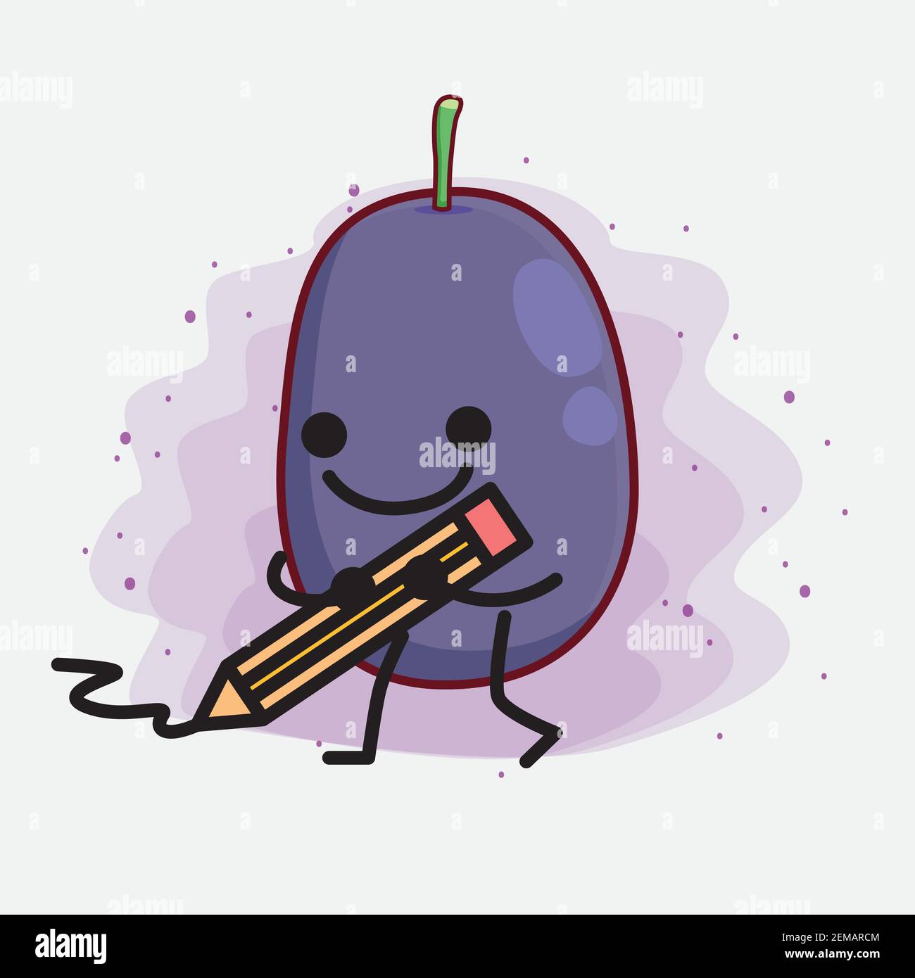 Vector Illustration of Java Plum Fruit Character with cute face, simple ...