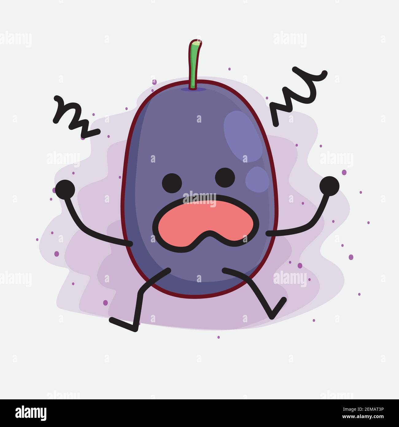 Vector Illustration of Java Plum Fruit Character with cute face, simple ...