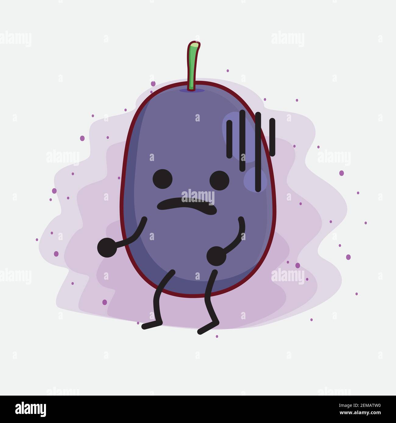 Vector Illustration of Java Plum Fruit Character with cute face, simple ...