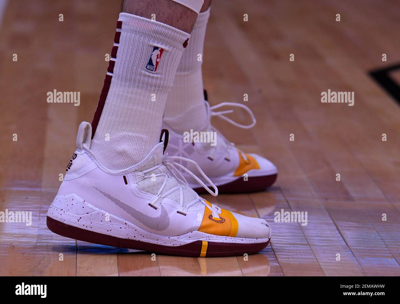 Jan 27, 2019; Chicago, IL, USA; A detailed view of Cleveland Cavaliers  forward Cedi Osman (16) shoes worn against the Chicago Bulls at the United  Center. Mandatory Credit: Mike DiNovo-USA TODAY Sports