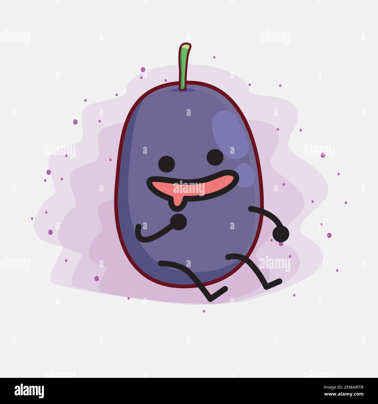 Vector Illustration of Java Plum Fruit Character with cute face, simple ...