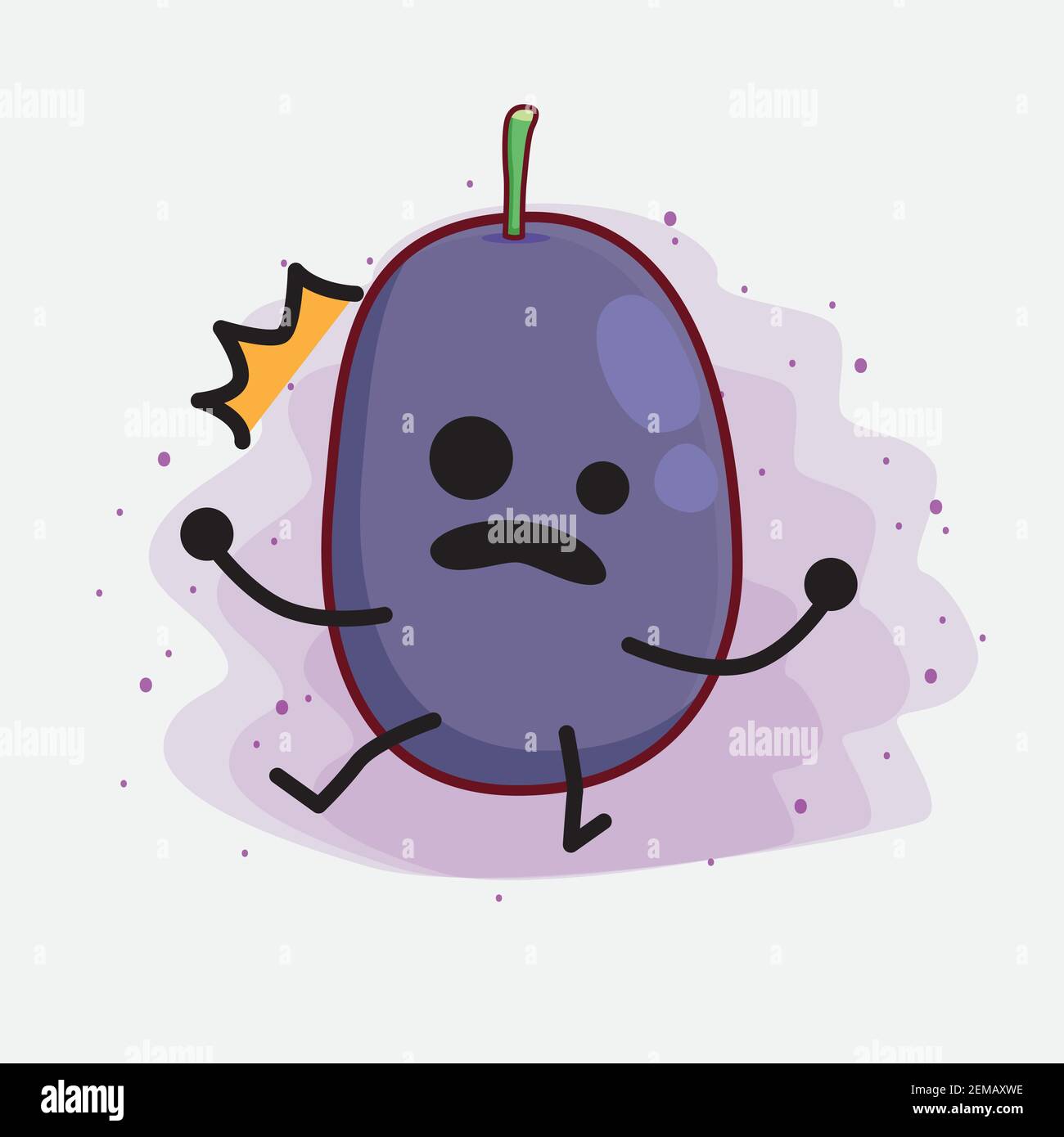 Vector Illustration of Java Plum Fruit Character with cute face, simple ...