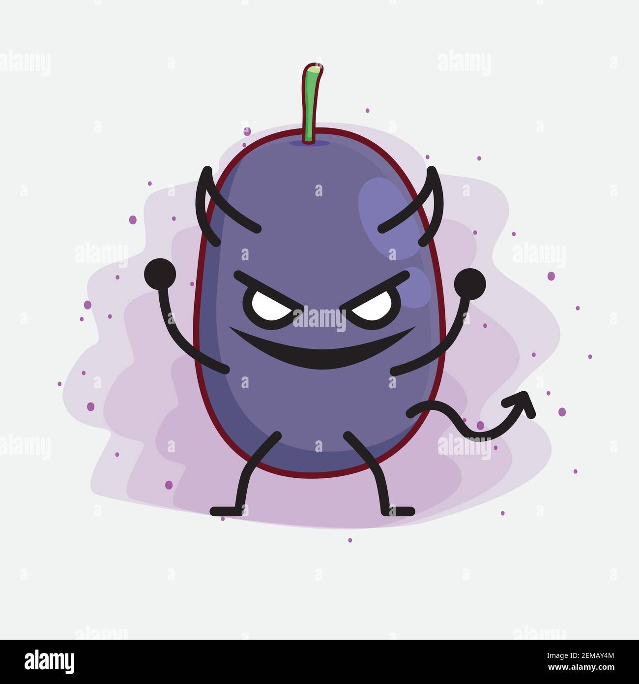 Vector Illustration of Java Plum Fruit Character with cute face, simple ...