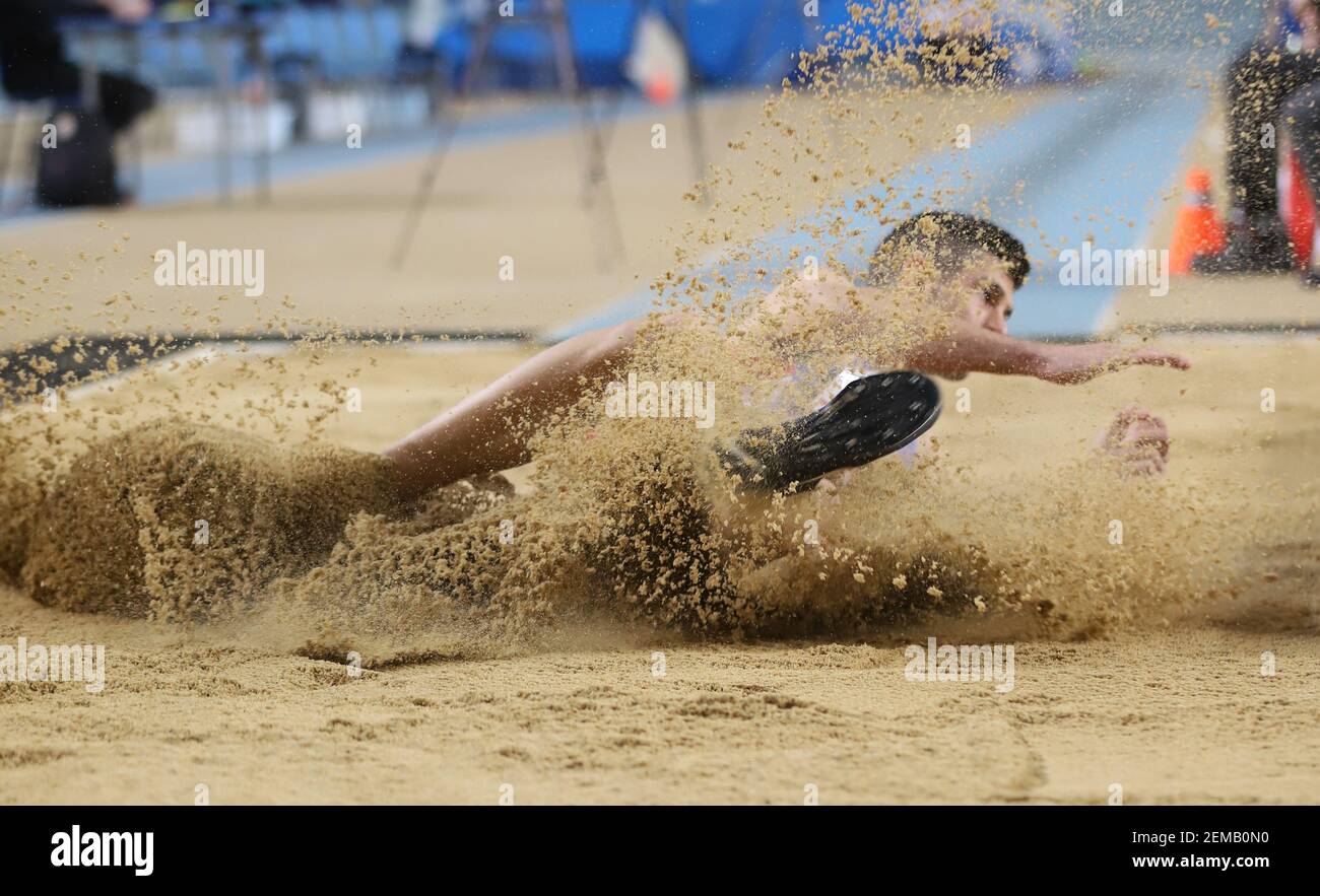 ISTANBUL, TURKEY FEBRUARY 20, 2021 Undefined athlete long jumping