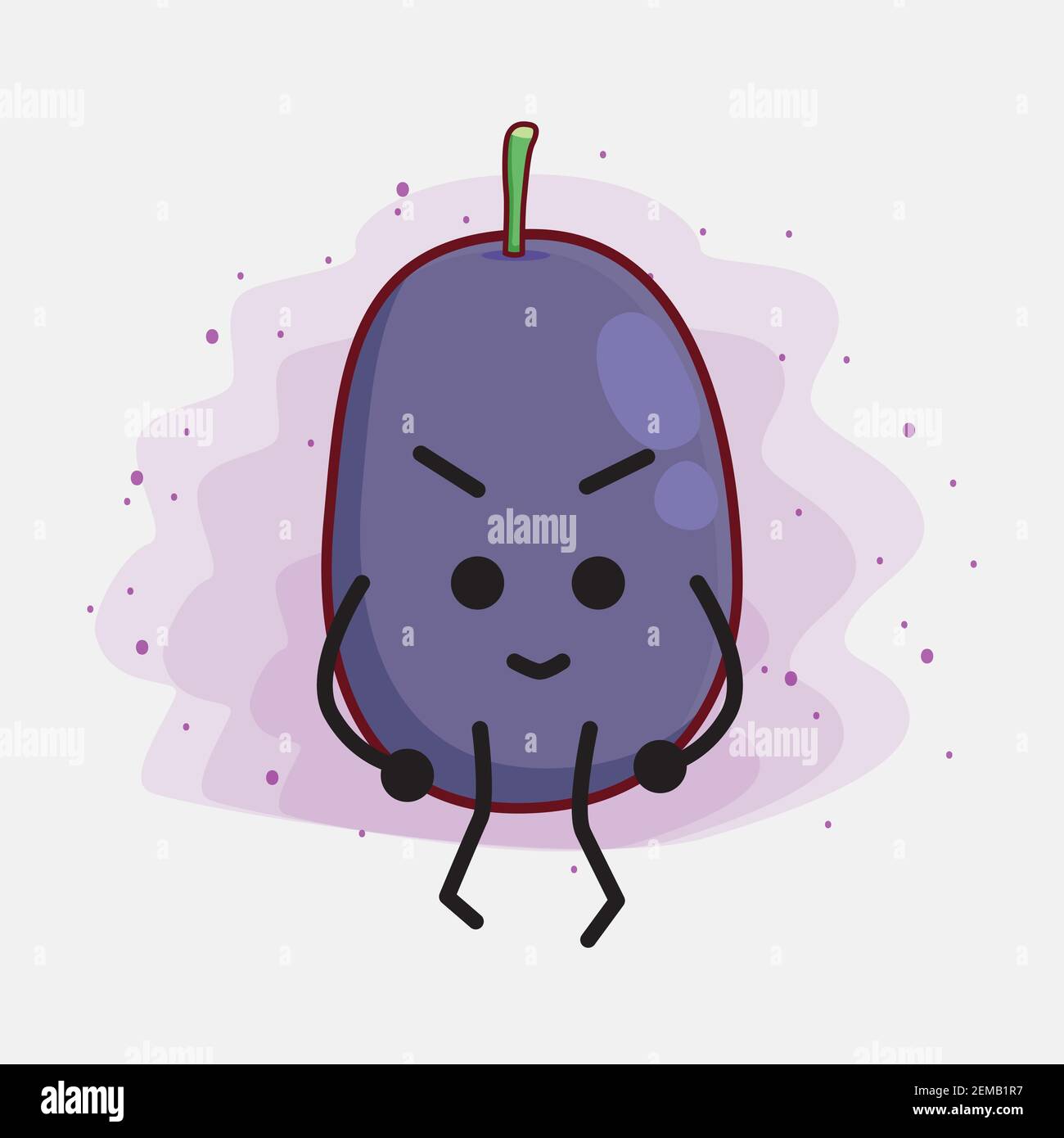 Vector Illustration of Java Plum Fruit Character with cute face, simple  hands and leg line art on Isolated Background. Flat cartoon doodle style  Stock Vector Image & Art - Alamy