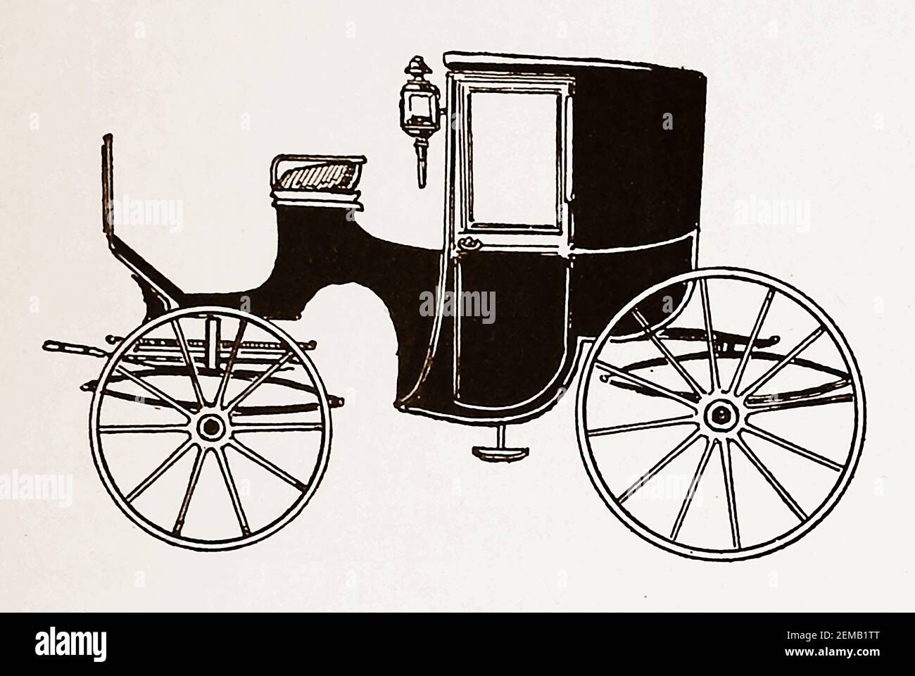 HORSE DRAWN COACHES AND CARRIAGES OF OLD ( in use on British roads)   ---- An nearly illustration of a Brougham Stock Photo