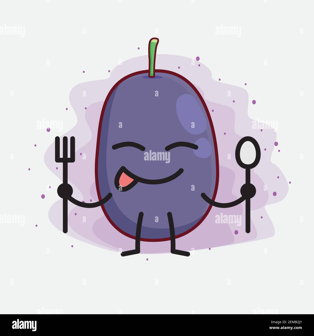 Vector Illustration of Java Plum Fruit Character with cute face, simple ...