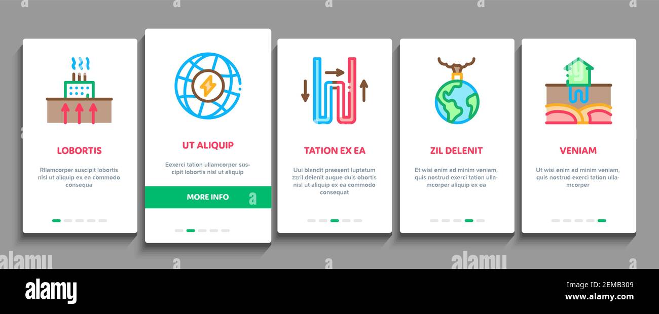 Geothermal Energy Onboarding Elements Icons Set Vector Stock Vector ...
