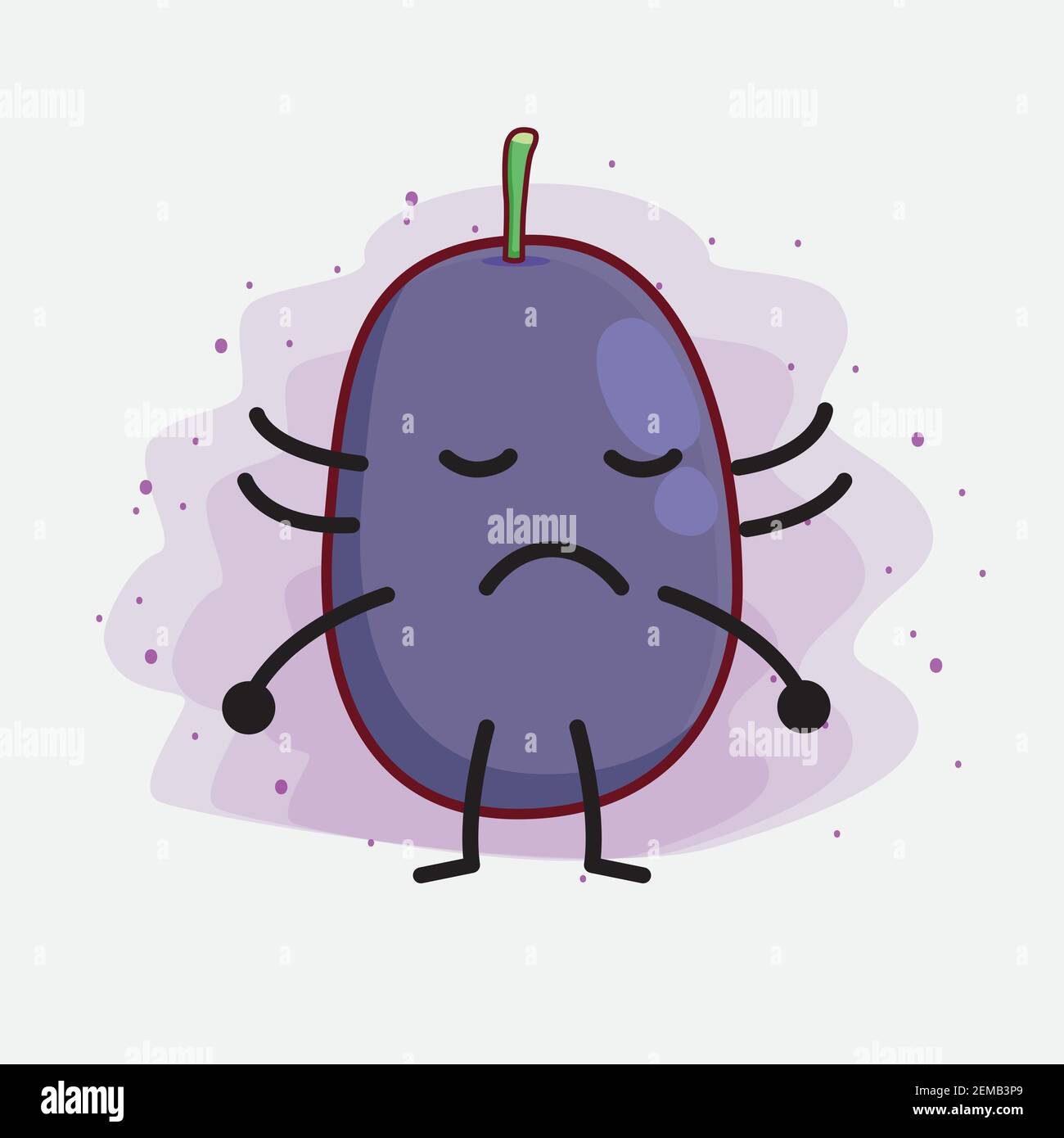 Vector Illustration of Java Plum Fruit Character with cute face, simple ...