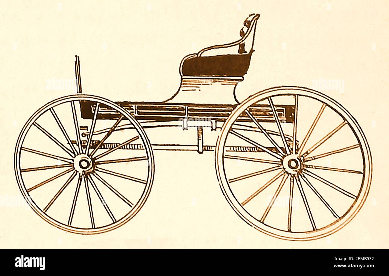 HORSE DRAWN COACHES AND CARRIAGES OF OLD ( in use on British roads)   ---- An nearly illustration of an American Buggy Stock Photo