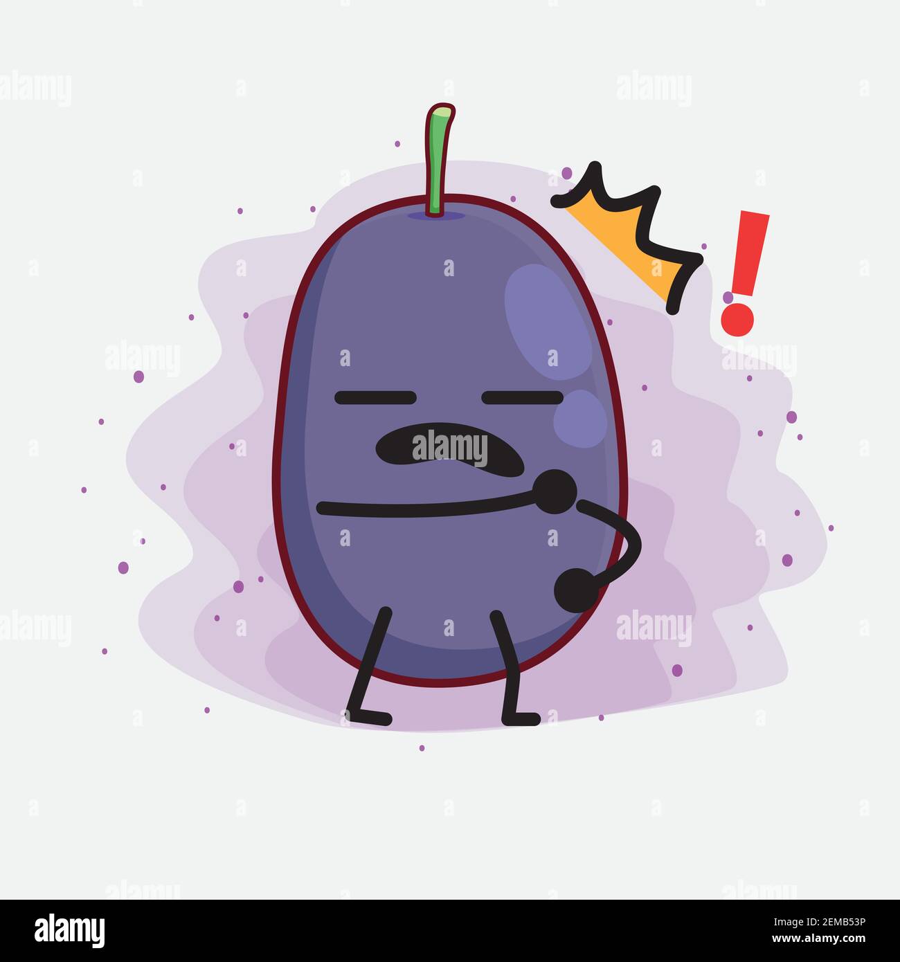Vector Illustration of Java Plum Fruit Character with cute face, simple ...