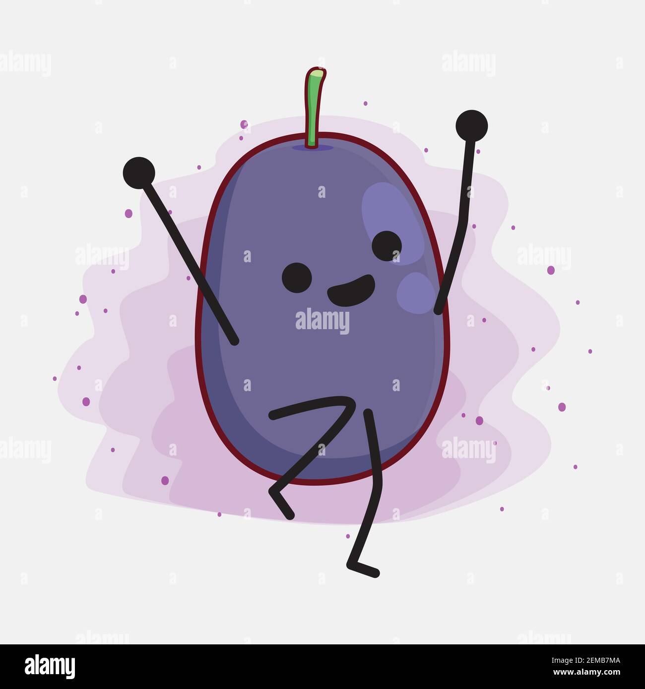 Vector Illustration of Java Plum Fruit Character with cute face, simple ...