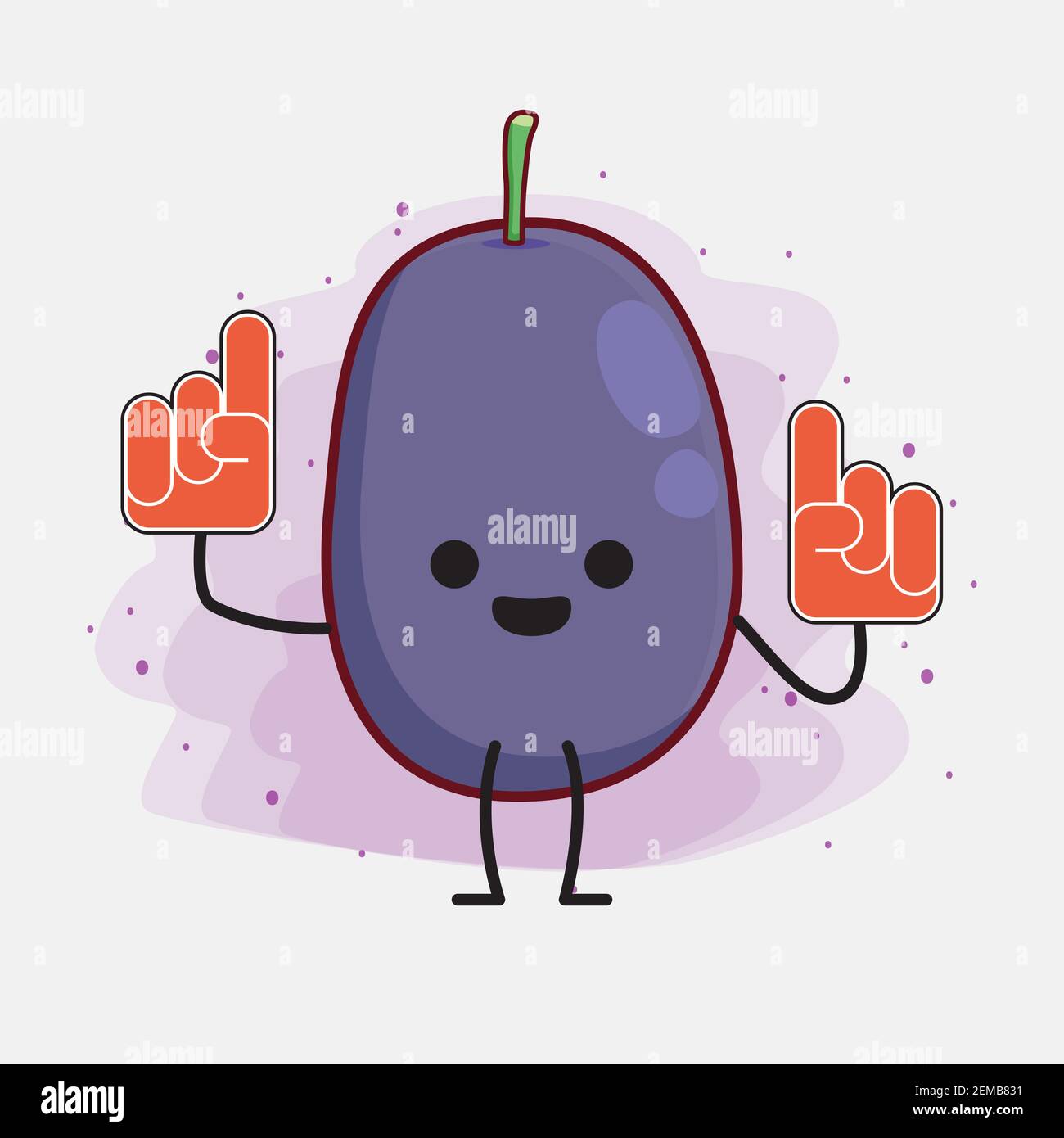 Vector Illustration of Java Plum Fruit Character with cute face, simple ...