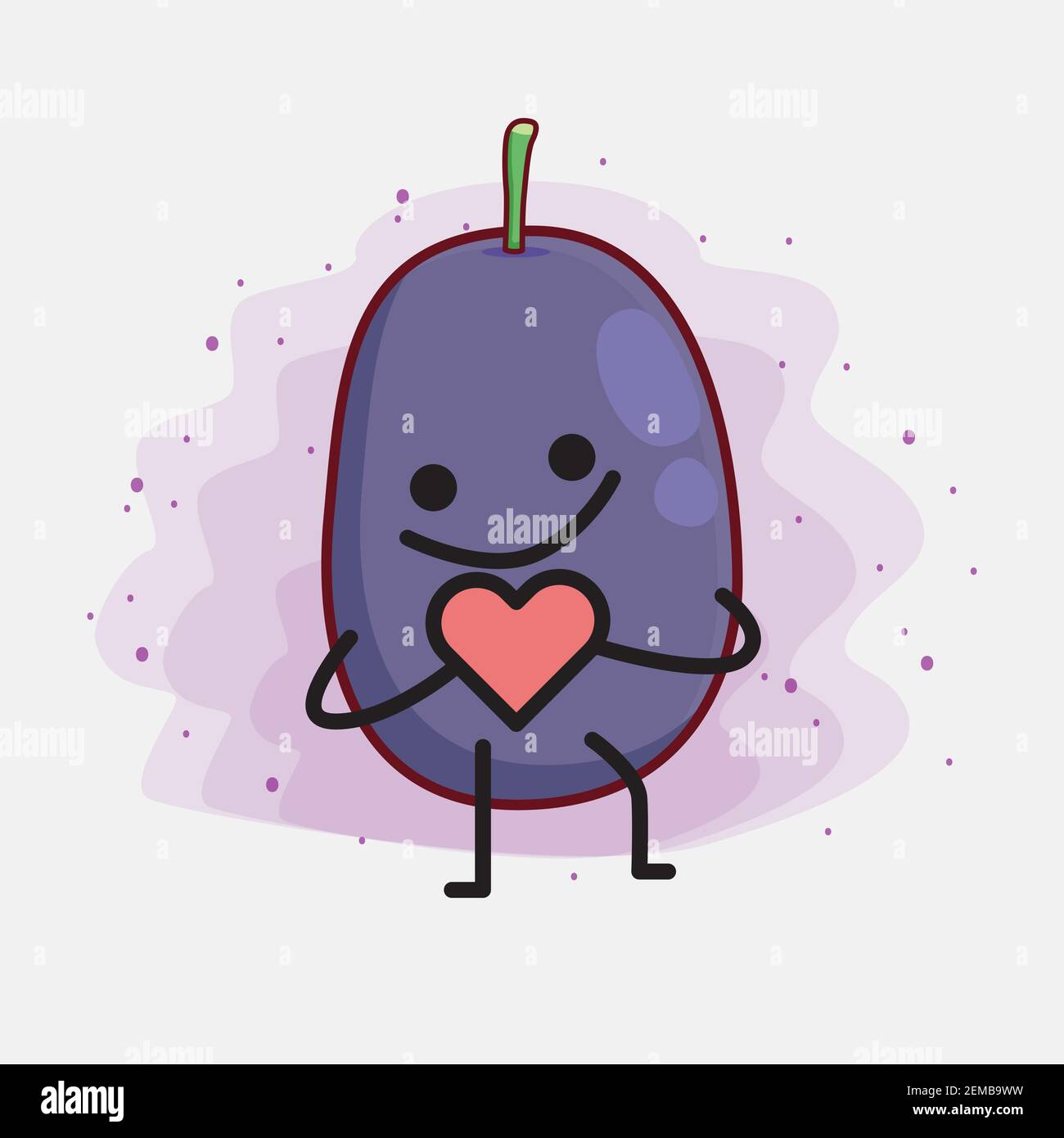 Vector Illustration of Java Plum Fruit Character with cute face, simple ...