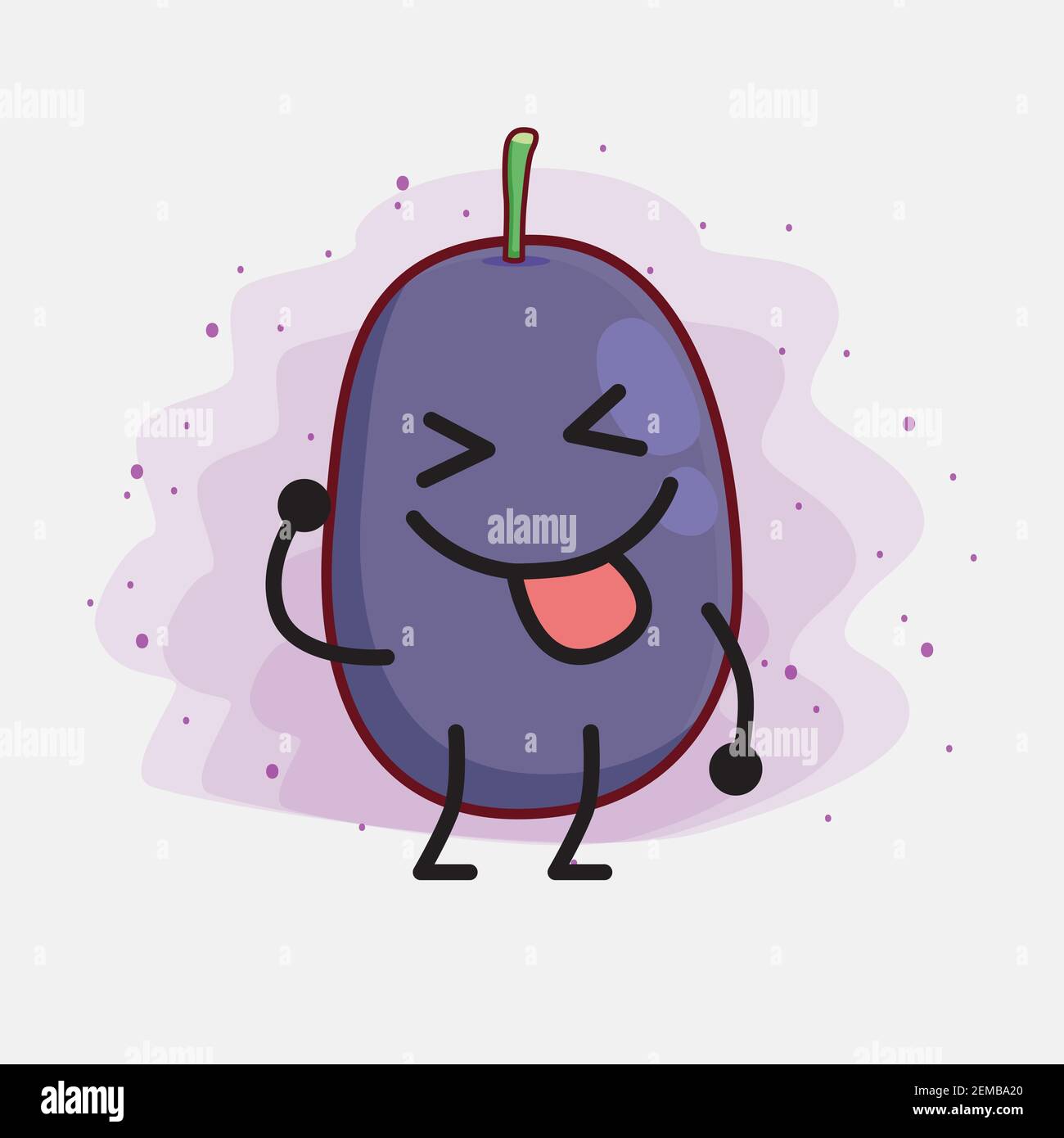 Vector Illustration of Java Plum Fruit Character with cute face, simple ...