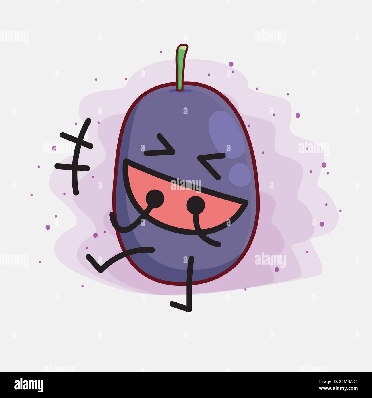 Vector Illustration of Java Plum Fruit Character with cute face, simple ...