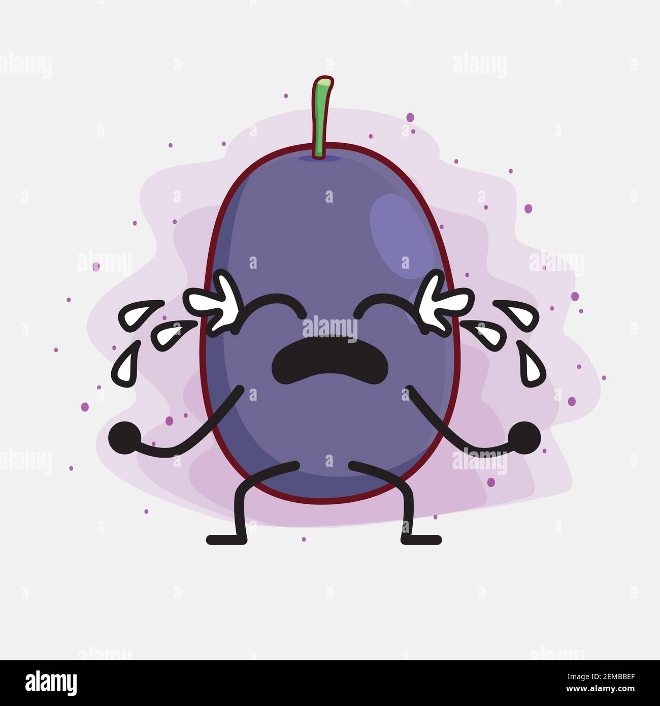 Vector Illustration of Java Plum Fruit Character with cute face, simple ...