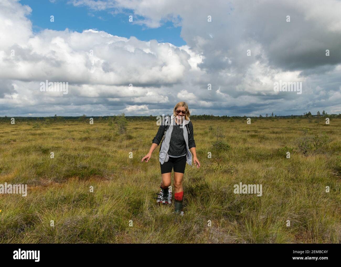 Fisherman Stands Rubber Boots Swamp River Stock Photo 1080353840