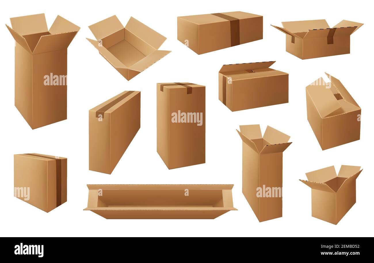 Courier Packaging Storage Brown Square Rectangle Storage Goods Carton High Resolution Stock Photography And Images Alamy