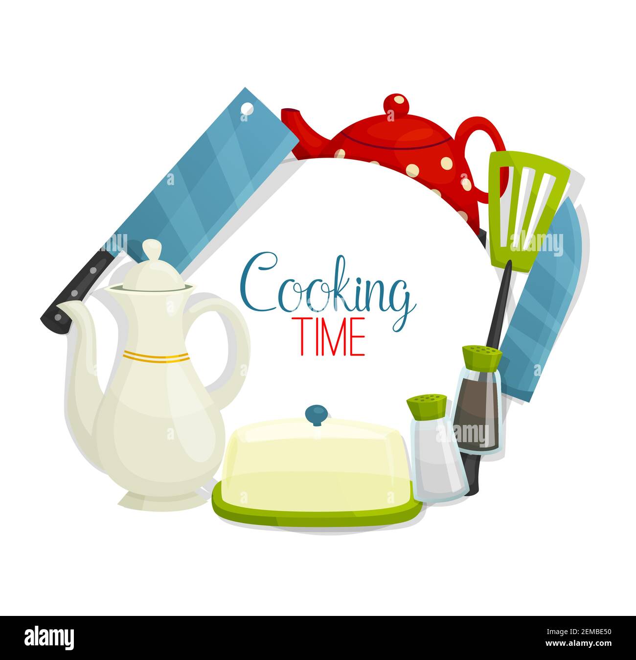 Kitchen utensil and cutlery, cooking items vector frame. Chef knives