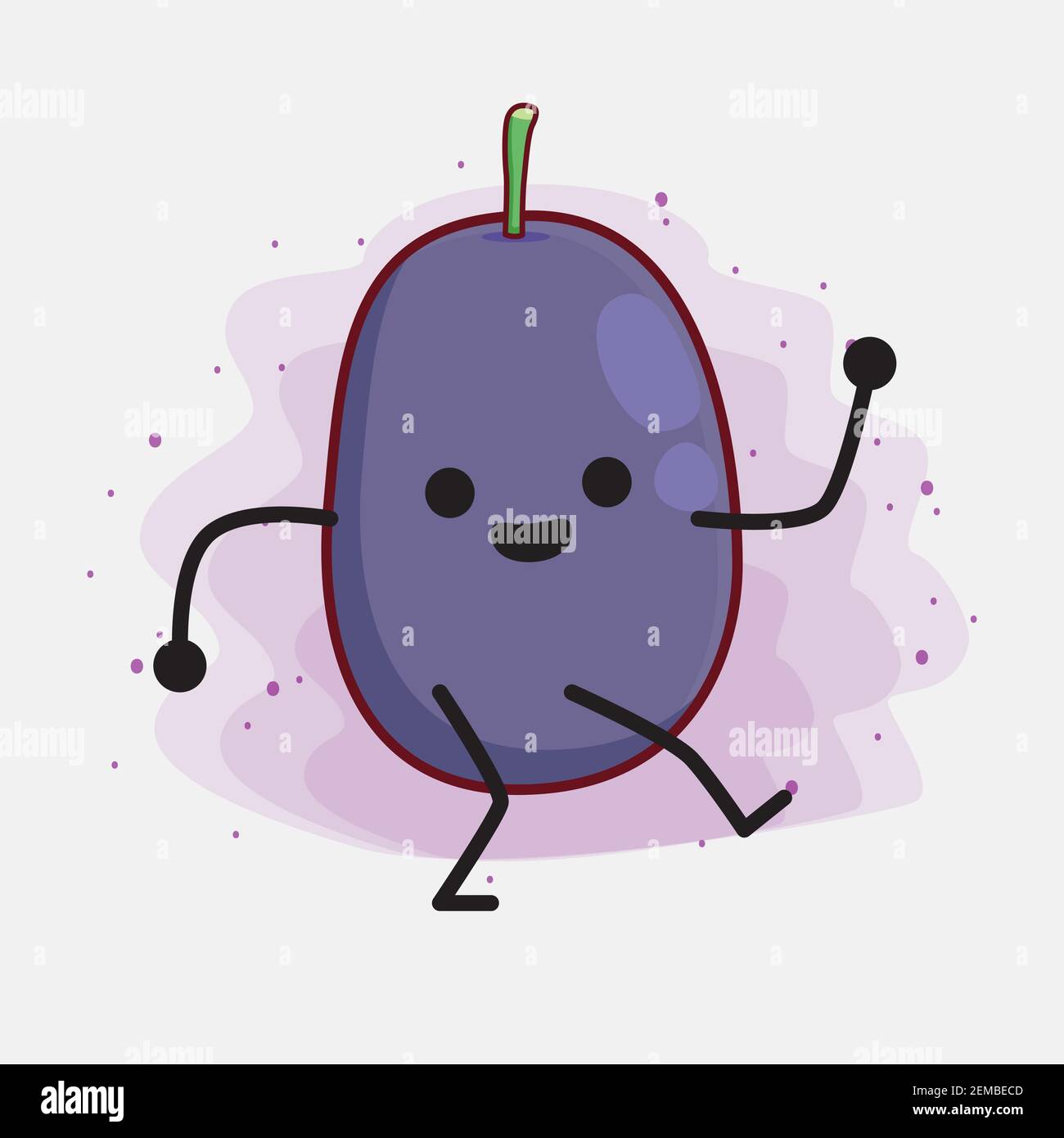 Vector Illustration of Java Plum Fruit Character with cute face, simple ...