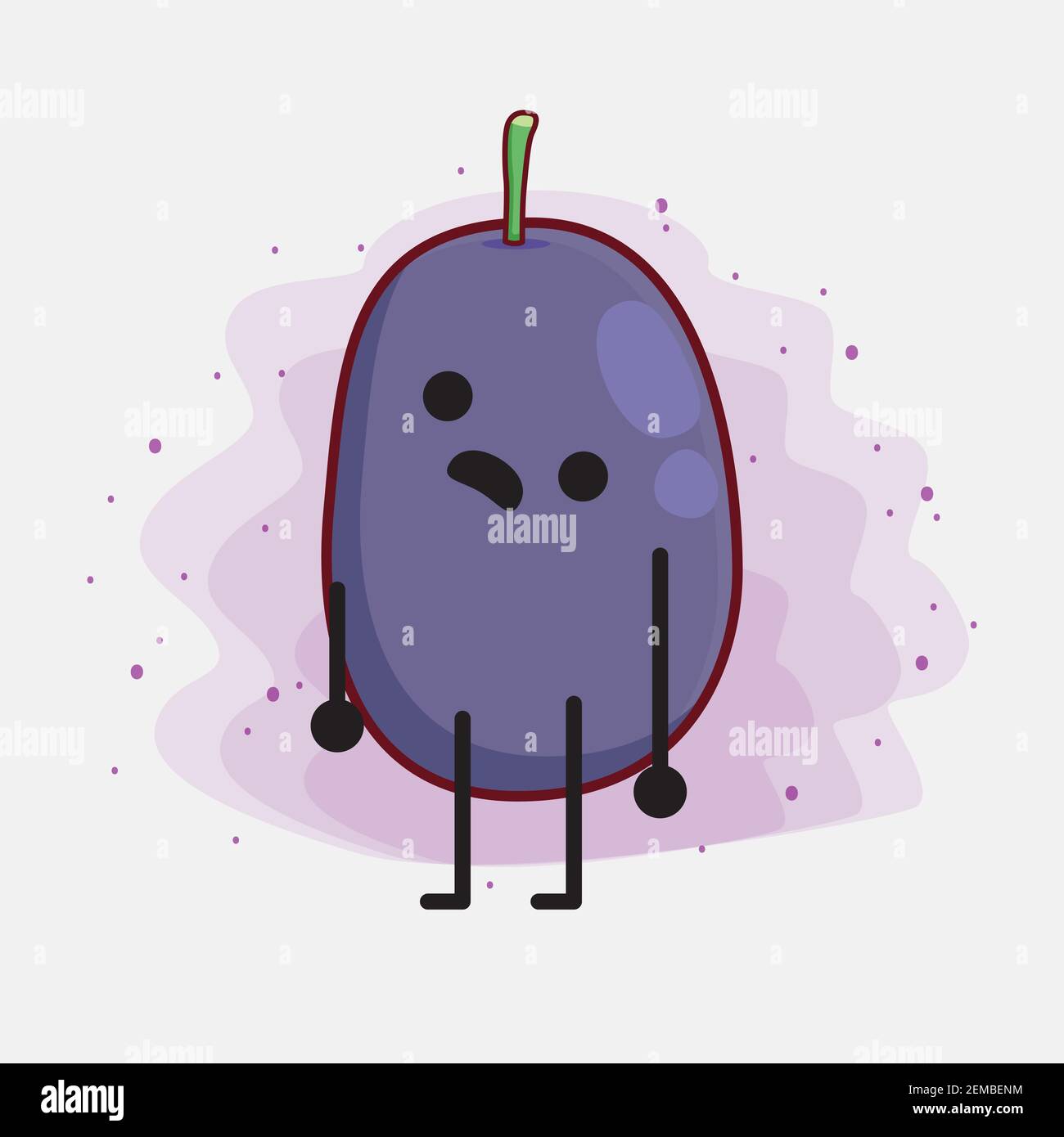 Vector Illustration of Java Plum Fruit Character with cute face, simple ...