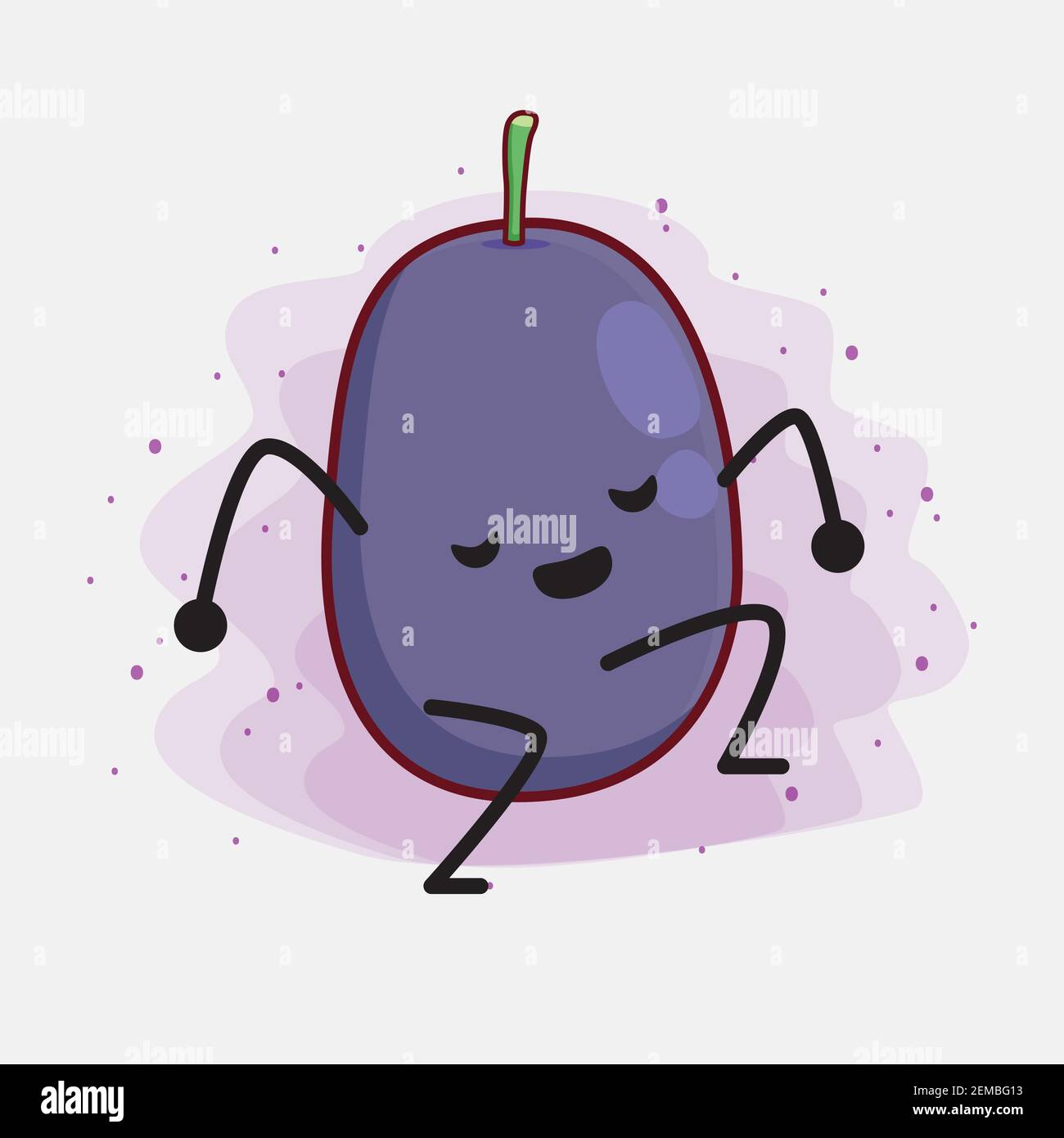 Vector Illustration of Java Plum Fruit Character with cute face, simple ...