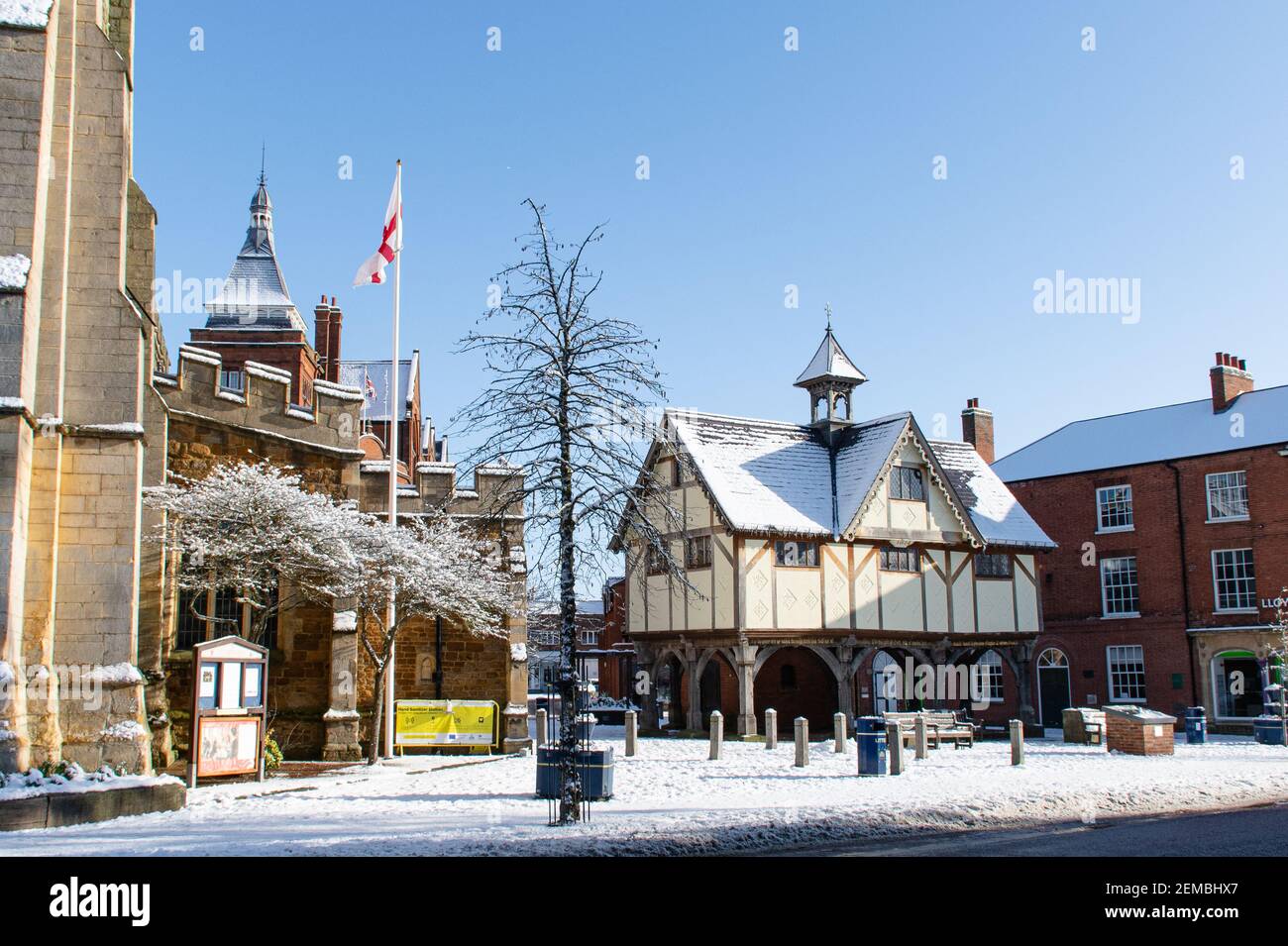 Market Harborough Grammar School in snow Stock Photo
