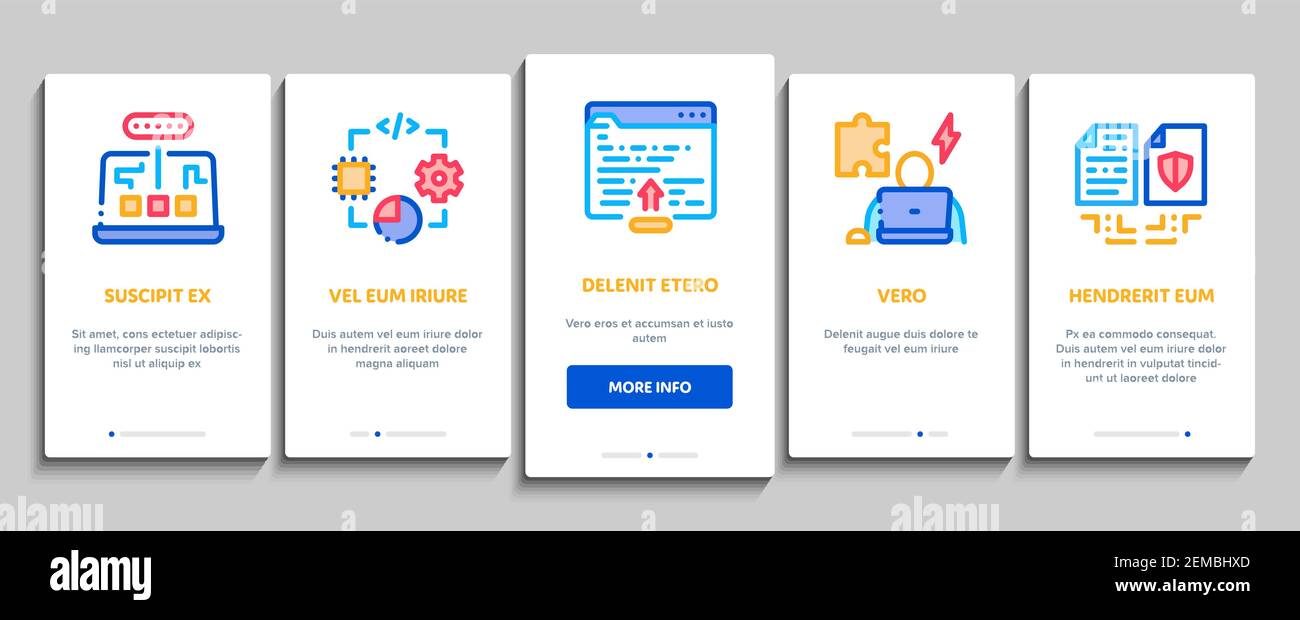 Software Testing And Analysis Onboarding Elements Icons Set Vector Stock Vector