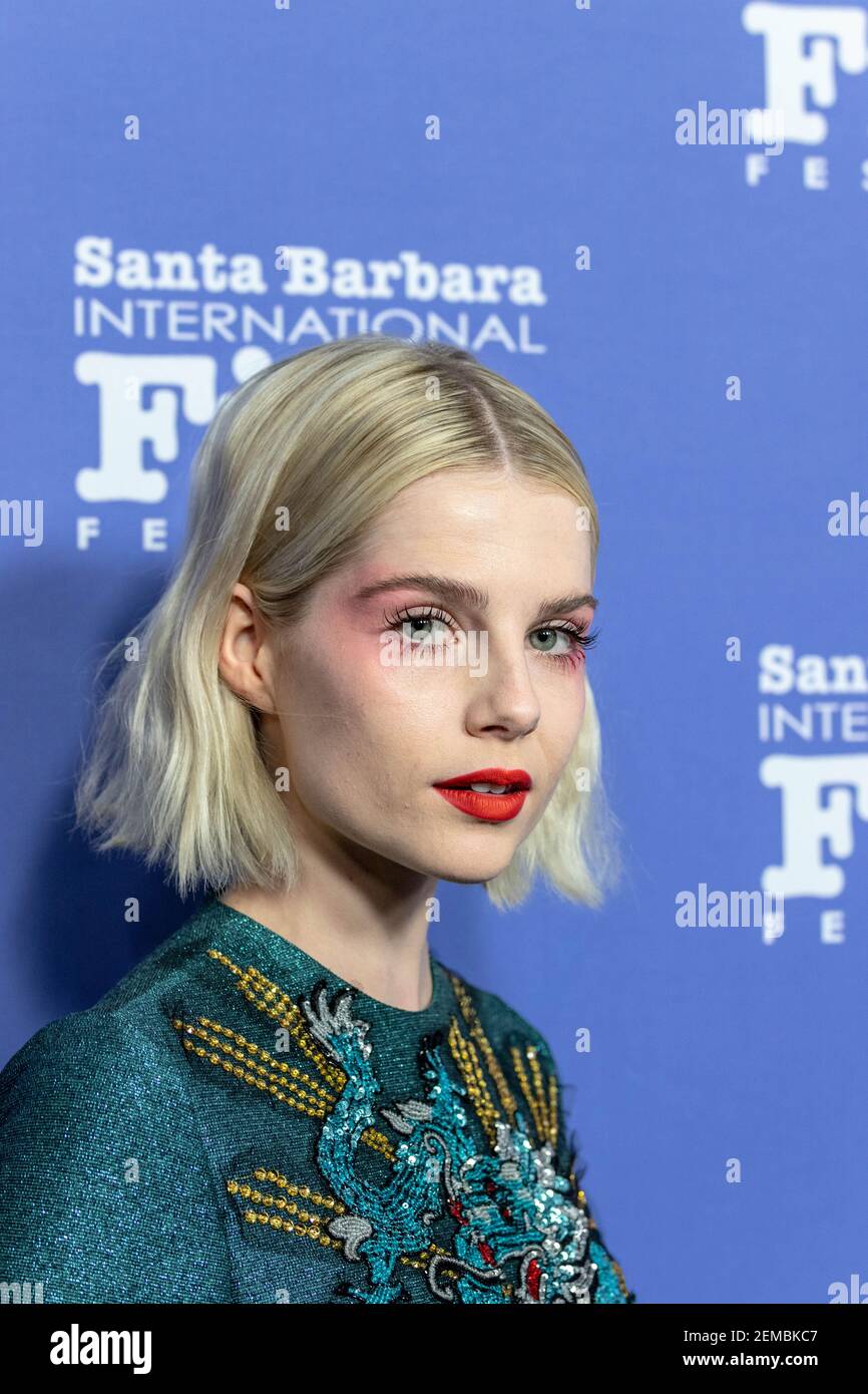 Actress Lucy Boynton, (Bohemian Rhapsody). The 34th SBIFF honors Actor Rami  Malek (Bohemian Rhapsody) with the “Outstanding Performer of the Year” award  at the Arlington Theatre in Santa Barbara, CA on February