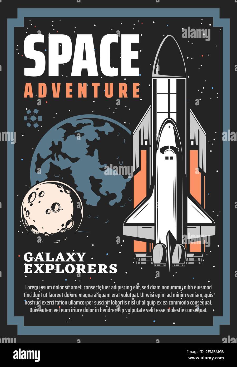Space exploration spaceship and galaxy universe planets vector design ...