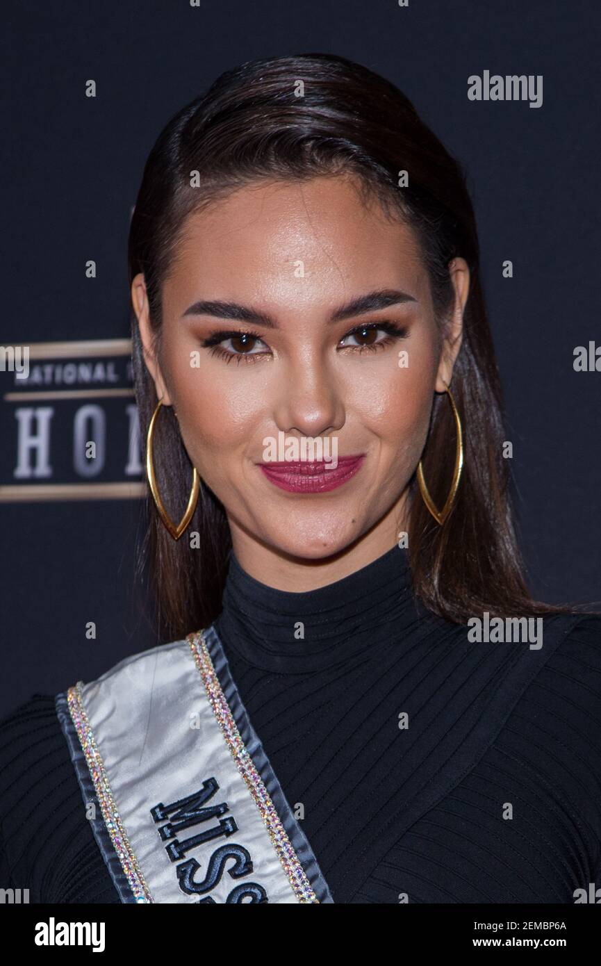 Miss Universe Catriona Gray walking the red carpet at the NFL Honors