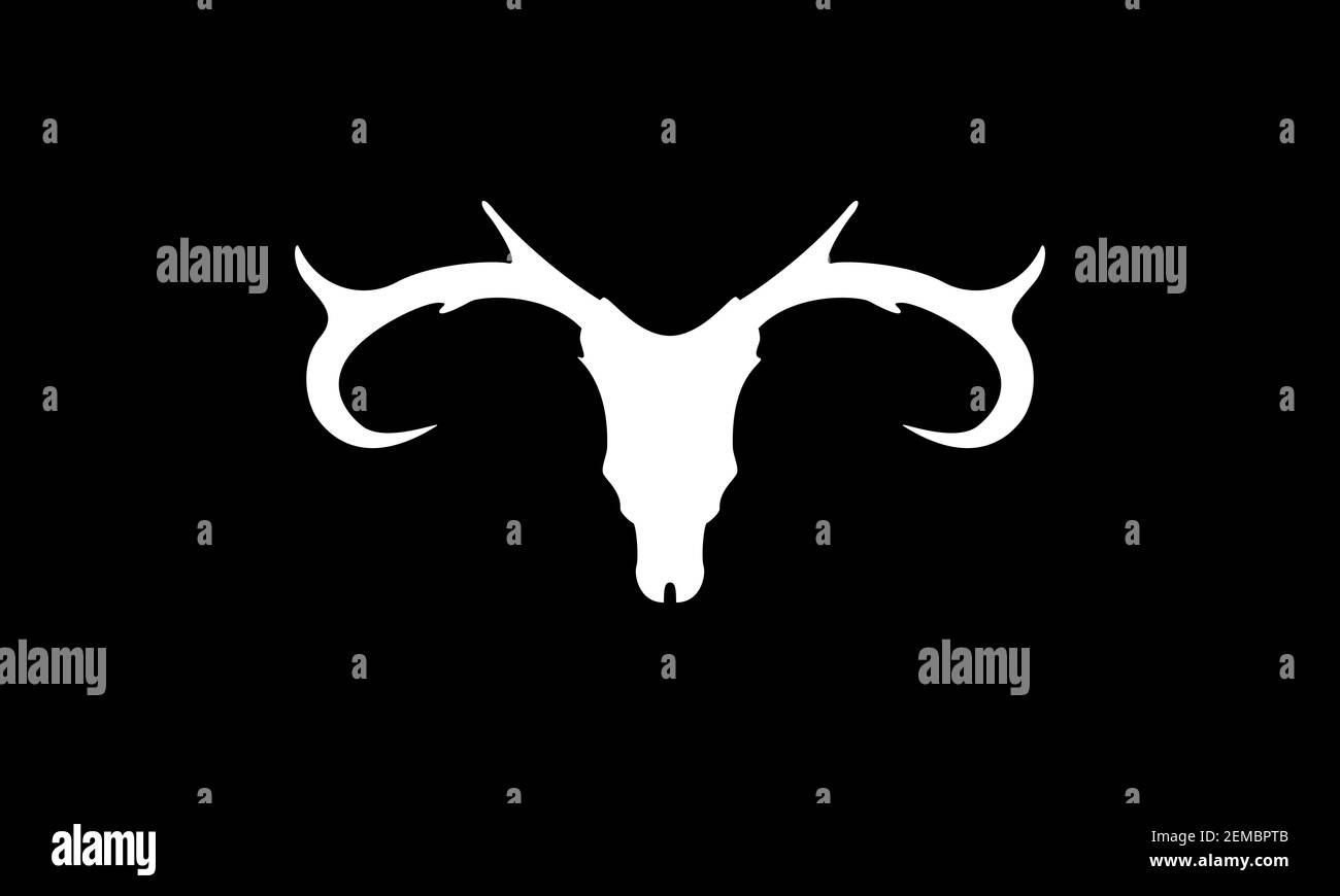 head deer horn skull silhouette logo design vector icon symbol