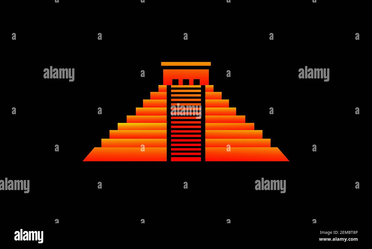 Mexican Pyramid Abstract Logo Design Vector Icon Symbol Illustration 