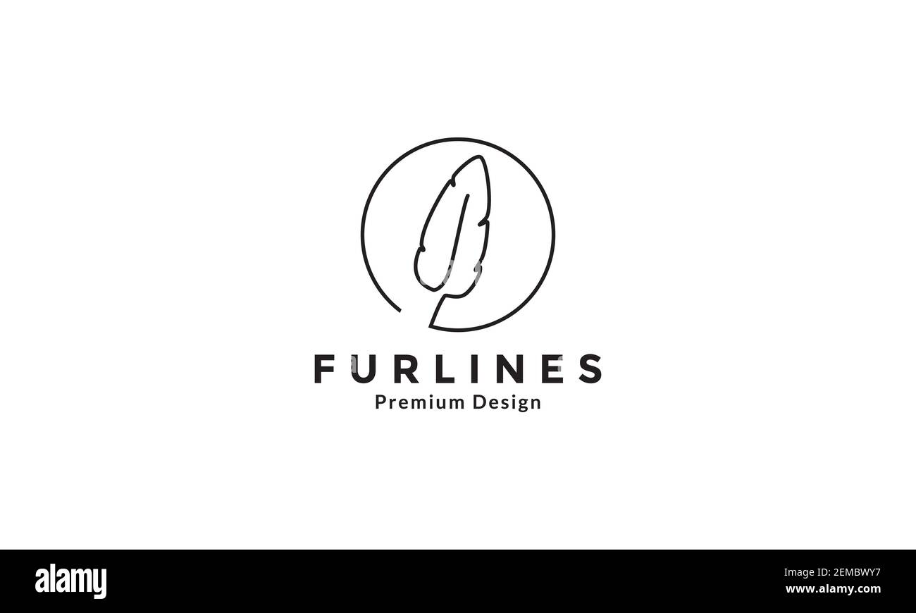 simple feather lines circle logo design vector icon symbol illustration Stock Vector