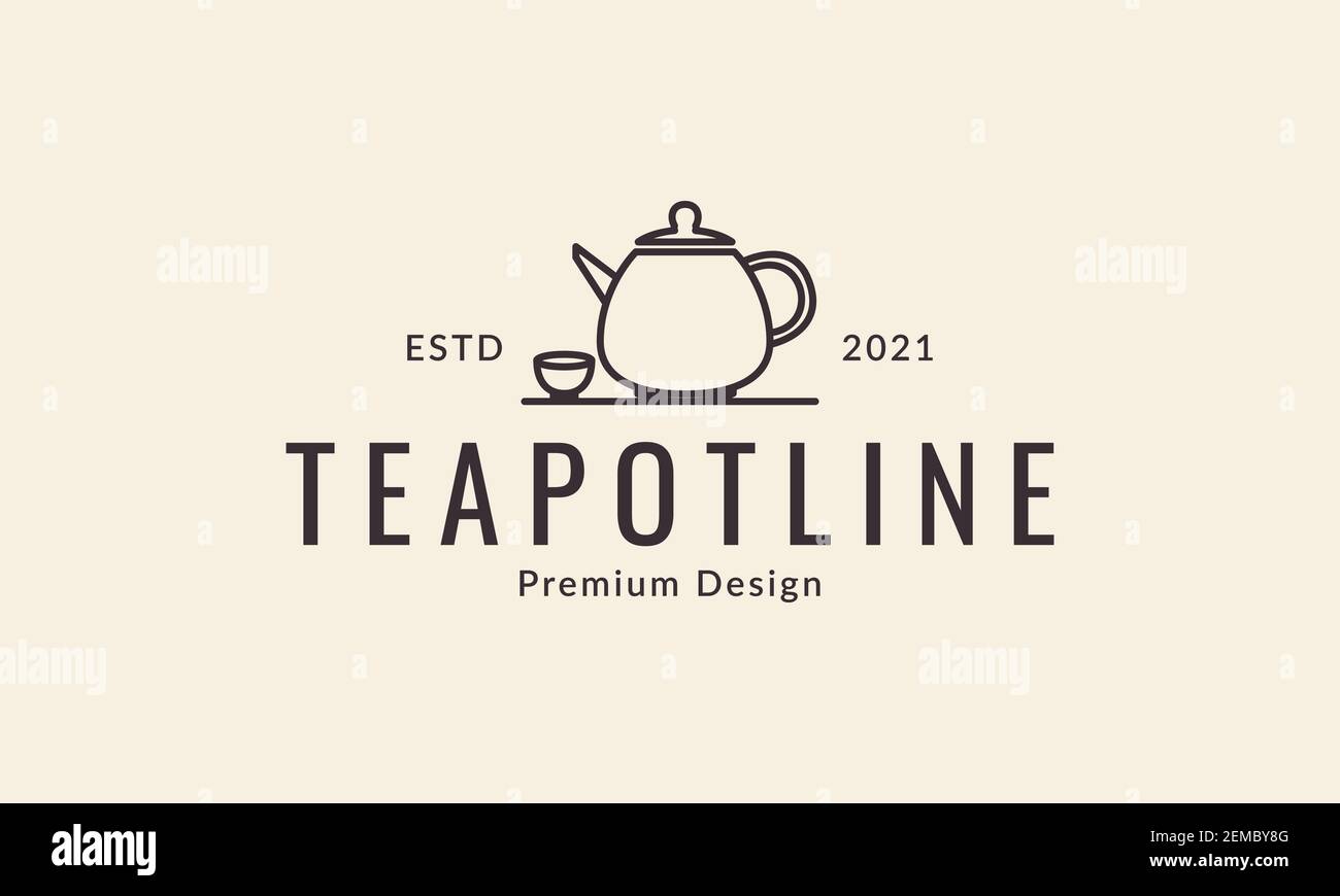drink teapot traditional lines logo design vector icon symbol illustration Stock Vector