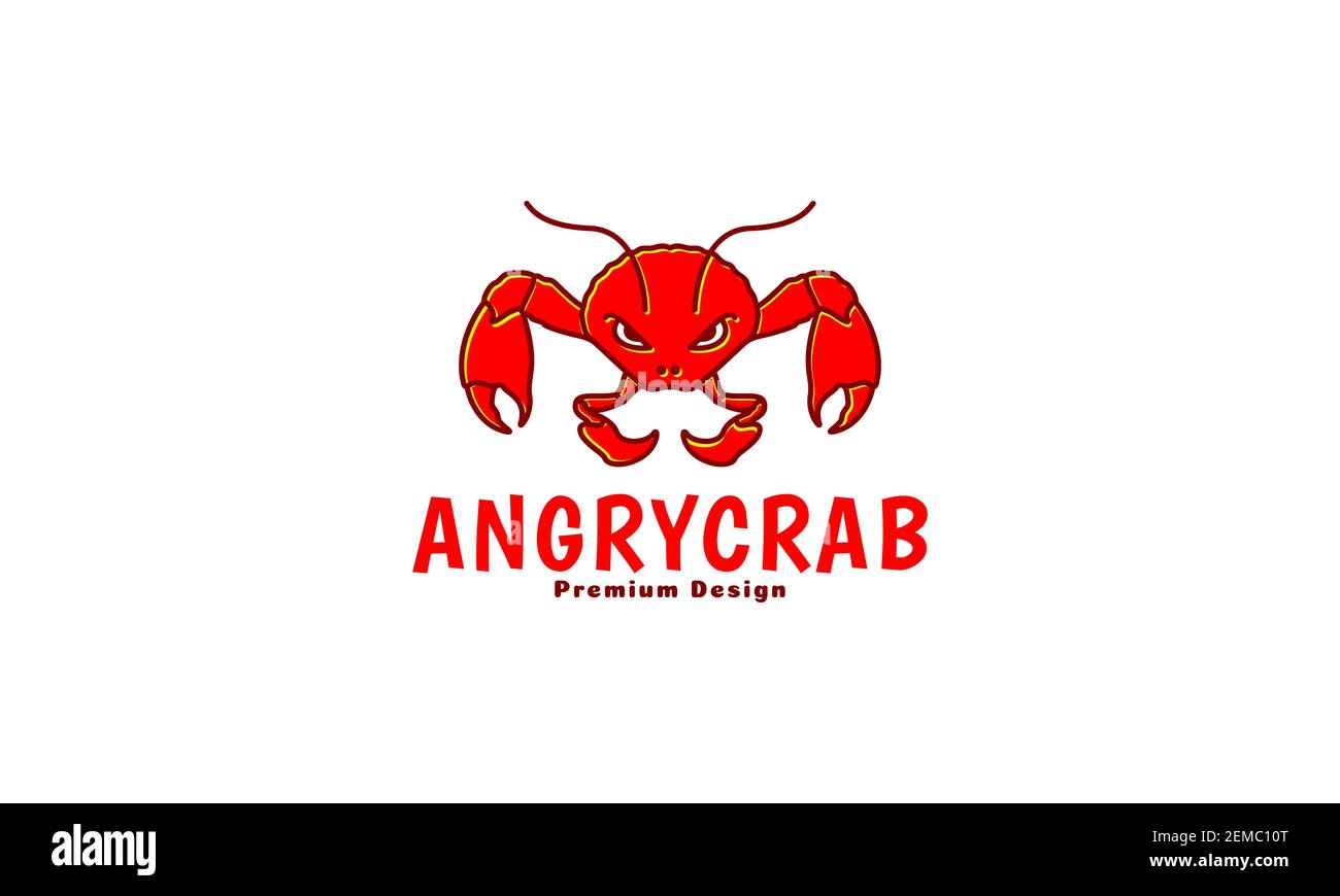 colorful cartoon crabs angry logo design vector icon symbol