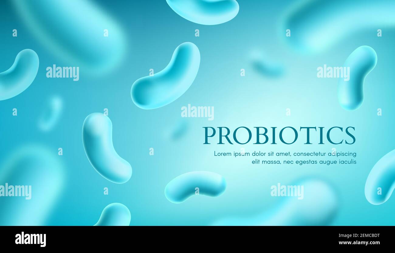 Probiotics vector background, lacto bacteria supplement, correct