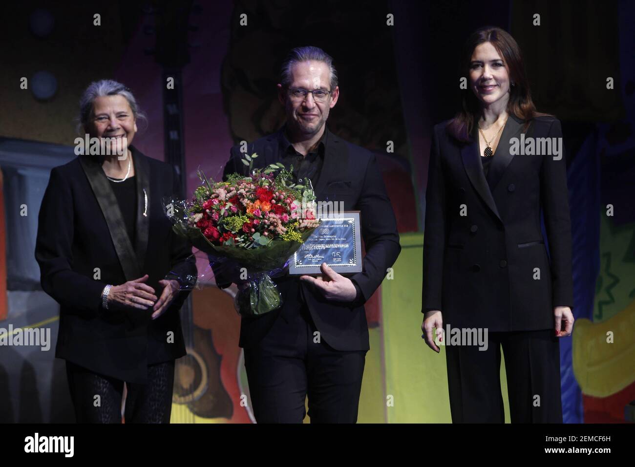 Denmark Princess Mary presenting the cancer society's honor award 2018 in  connection with World Cancer Day at the royal Danish playhouse in  Copenhagen, Denmark on February 4, 2019. The recipients of the