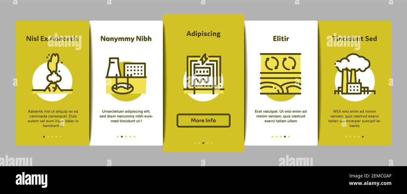 Geothermal Energy Onboarding Elements Icons Set Vector Stock Vector