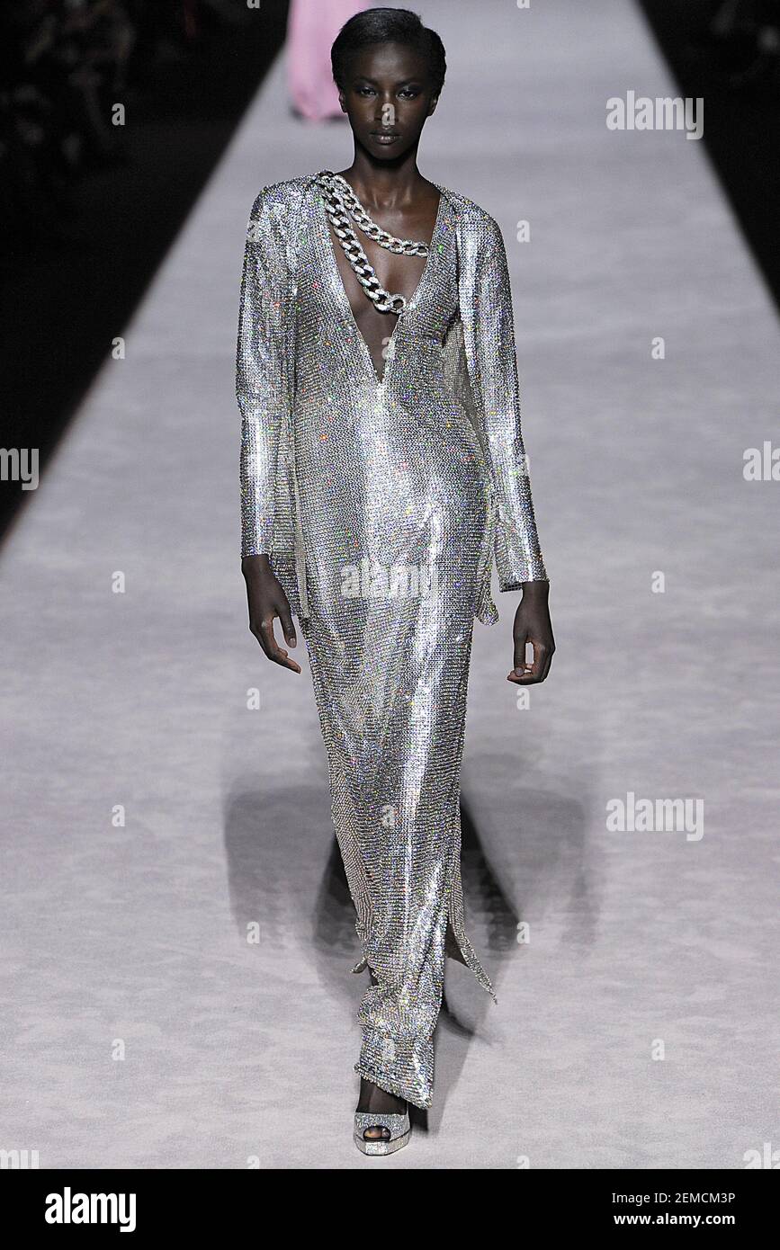 Anok Yai walks on the runway during the Tom Ford Ready To Fashion Show at York Fashion Week F/W 19 in New York, on February 6, 2019. (Photo by
