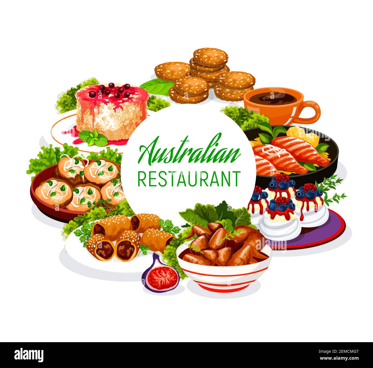 Australian cuisine food, restaurant menu dishes, Australia traditional
